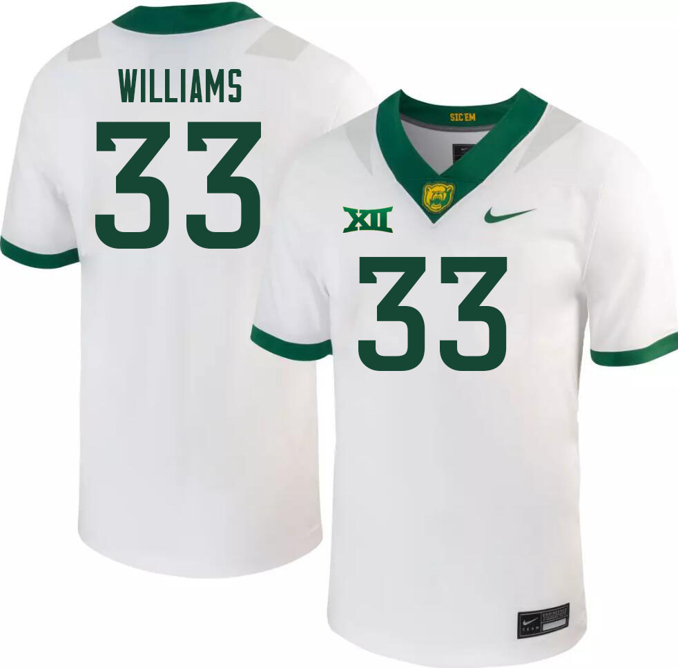 Men-Youth #33 Will Williams Baylor Bears 2023 College Football Jerseys Stitched-White